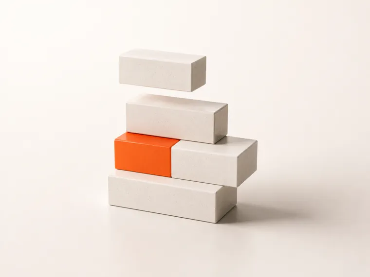 Abstract stacked ceramic blocks representing the build process