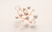 Abstract render of connected modular blocks representing SaaS development by Holvine
